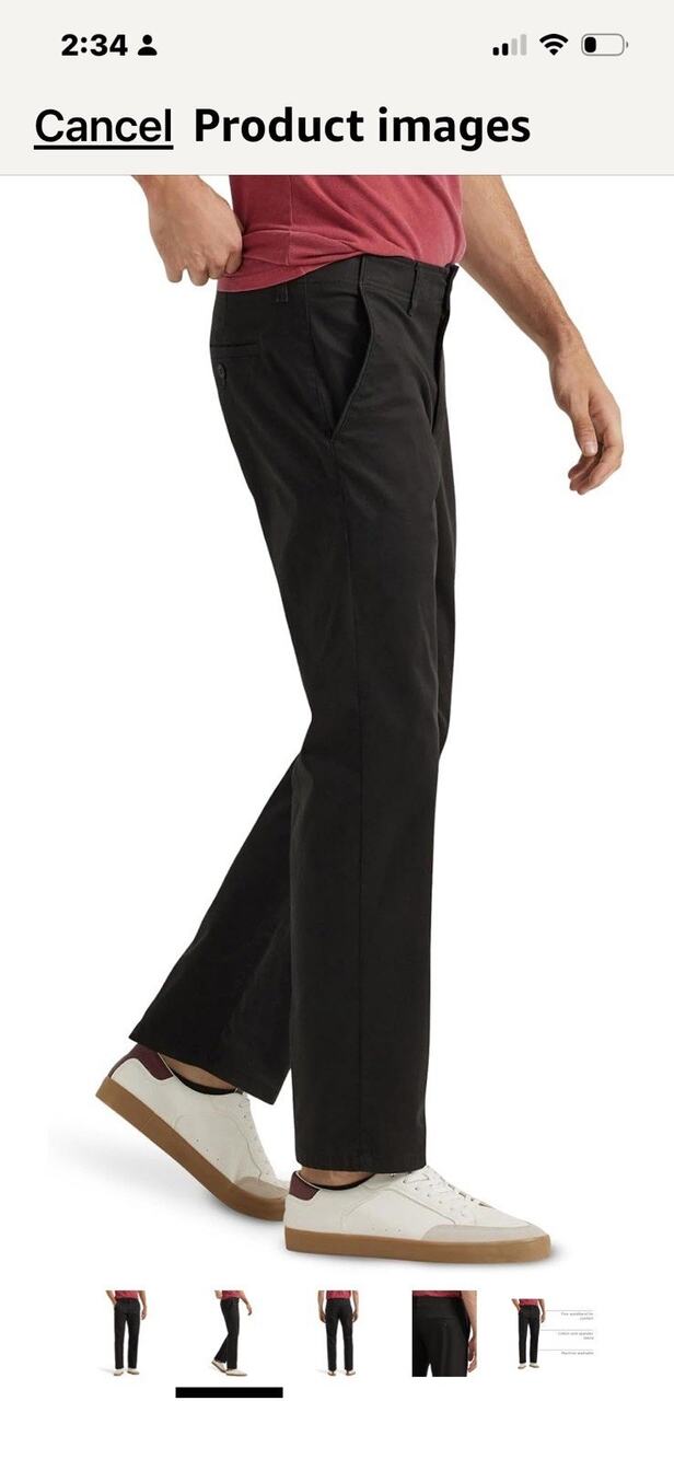 Men's Lee Extreme Motion MVP Relaxed Fit Straight Leg Pants Black 36 X 32